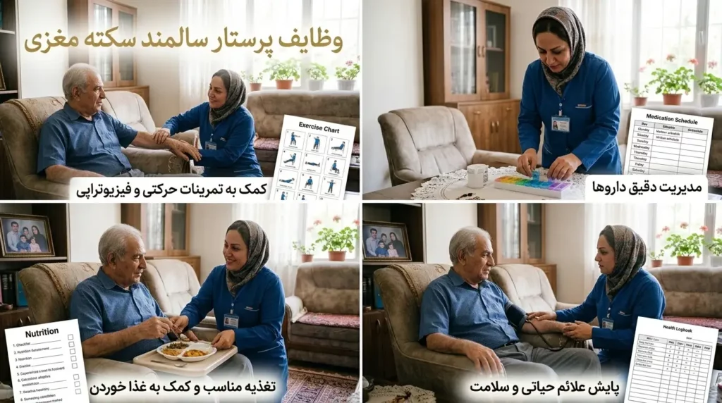 وظایف پرستار سالمند سکته مغزی در منزل