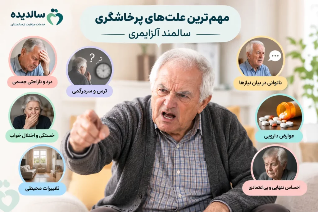 علت های پرخاشگری سالمند آلزایمری مانند درد خستگی و سردرگمی